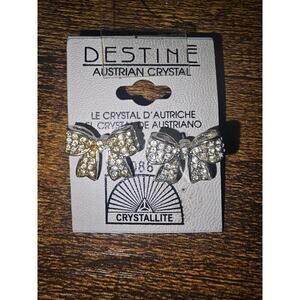 Destine Austrian Crystal Crystallite Bow Style Earrings New